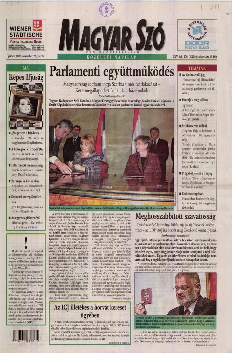 Magyar Szó, 65. évf. 2008. november 19. 170. sz. 1–20. oldal