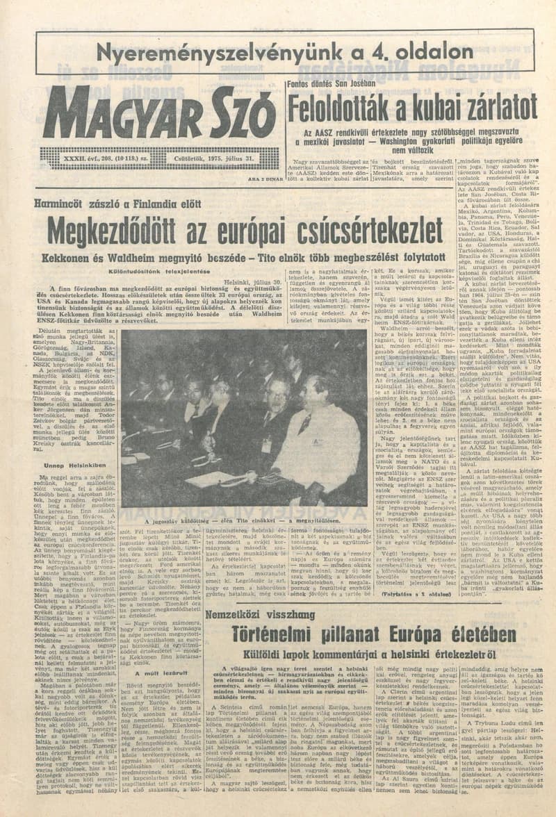 Magyar Szó, 32. évf. 1975. július 31. 208. sz.