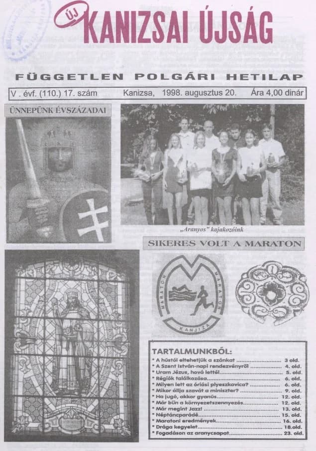 Új Kanizsai Újság, 5. évf. 1998. augusztus 20. 17. sz.
