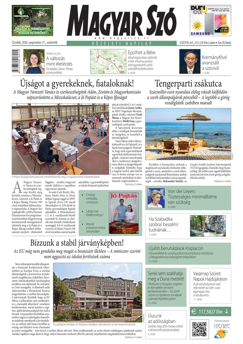 Magyar Szó, 77. évf. 2020. szeptember 17. 213. sz. 1–20. oldal