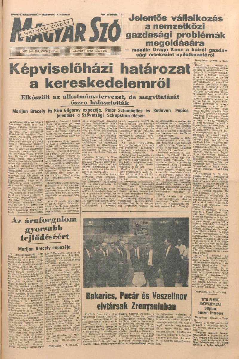 Magyar Szó, 19. évf. 1962. július 21. 199. sz. 1–12. oldal