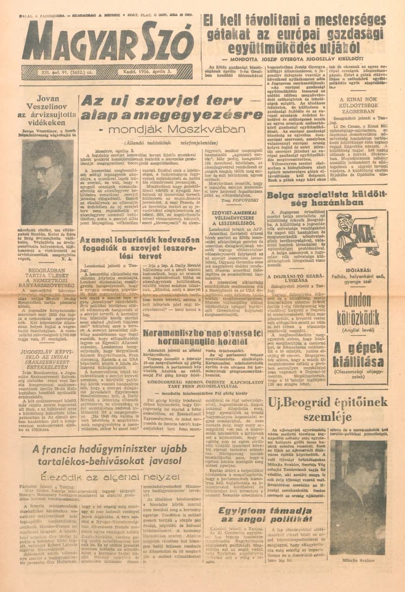 Magyar Szó, 13. évf. 1956. április 3. 91. sz. 1–8. oldal