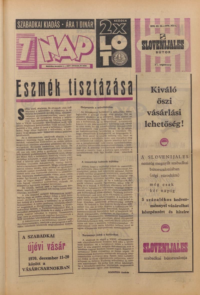 7 Nap, 25. évf. 1970. december 4. 50. sz. 1–28. oldal