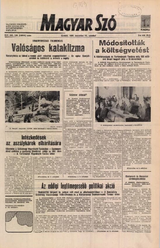 Magyar Szó, 45. évf. 1988. december 10. 339. sz.