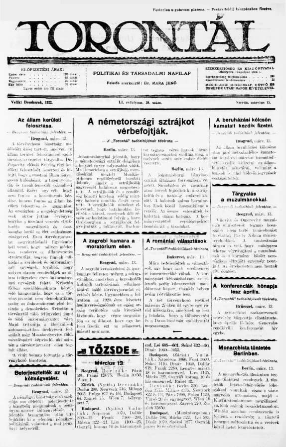 Torontál, 51. évf. 1922. március 15. 59. sz.