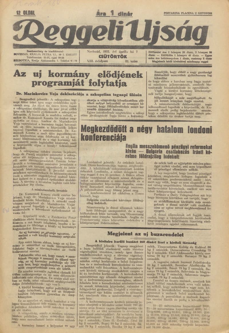 Reggeli Újság, 13. évf. 1932. április 7. 81. sz.
