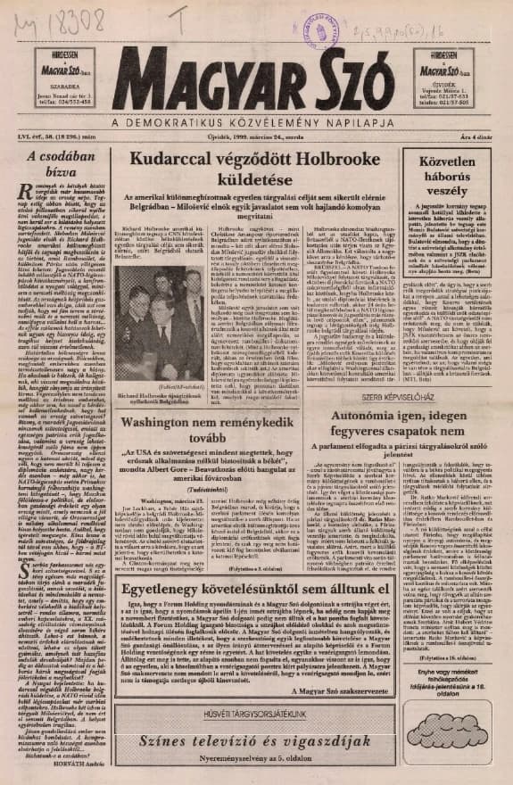 Magyar Szó, 54. évf. 1999. március 24. 58. sz. 1–16. oldal