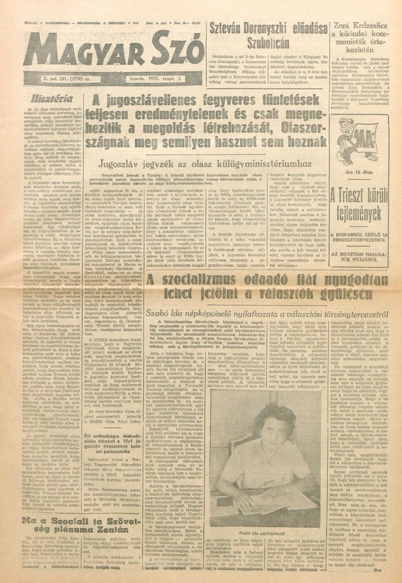 Magyar Szó, 10. évf. 1953. szeptember 2. 241. sz. 1–8. oldal