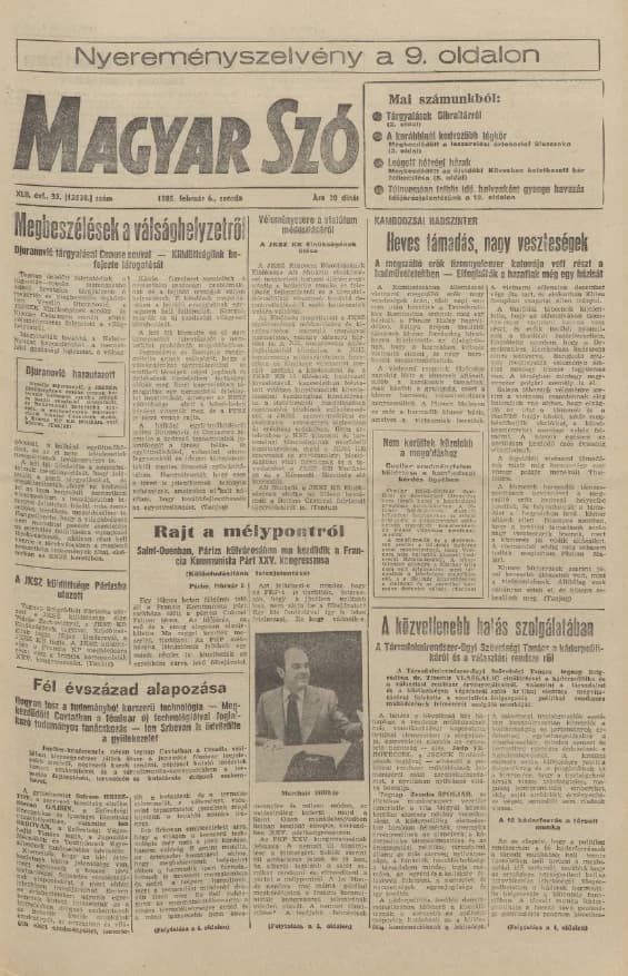 Magyar Szó, 42. évf. 1985. február 6. 35. sz. 1–16. oldal