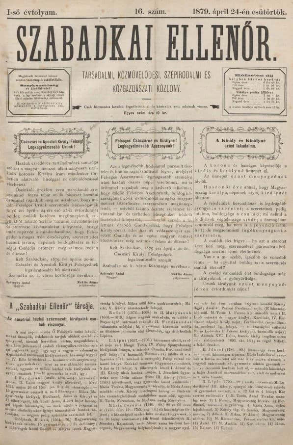 Szabadkai Ellenőr, 1. évf. 1879. április 24. 16. sz.