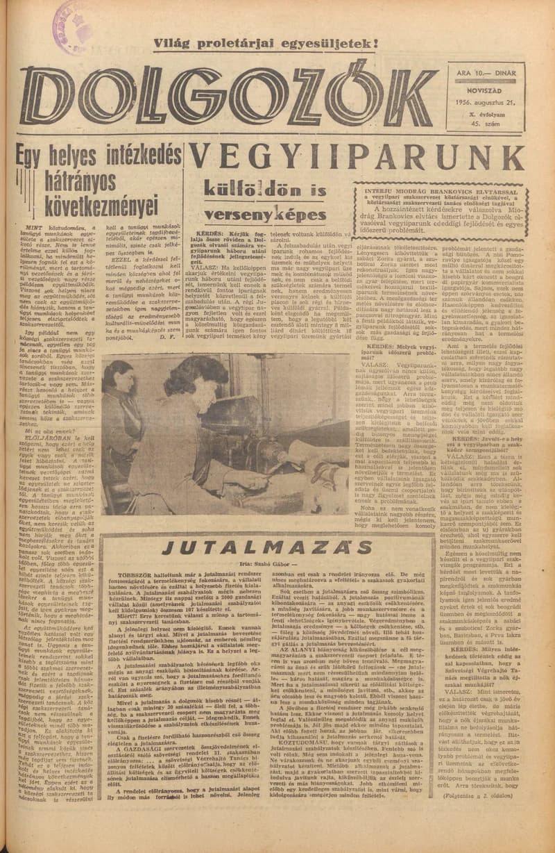 Dolgozók, 10. évf. 1956. augusztus 21. 35. sz.