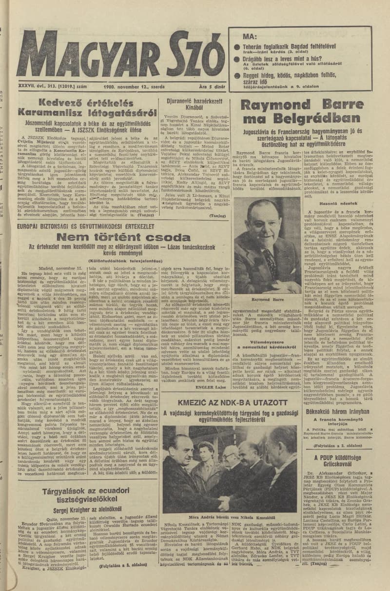 Magyar Szó, 37. évf. 1980. november 12. 313. sz. 1–20. oldal