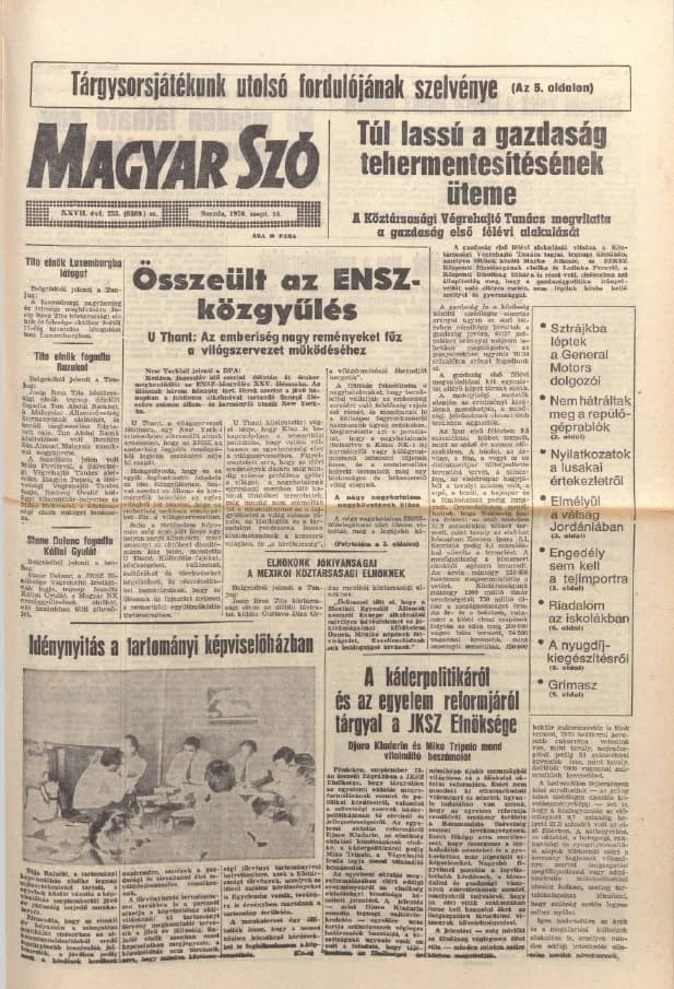Magyar Szó, 27. évf. 1970. szeptember 16. 255. sz. 1–14. oldal