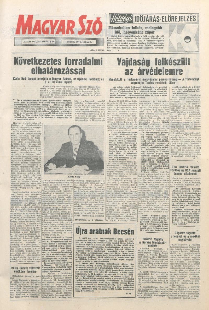 Magyar Szó, 32. évf. 1975. július 4. 181. sz.
