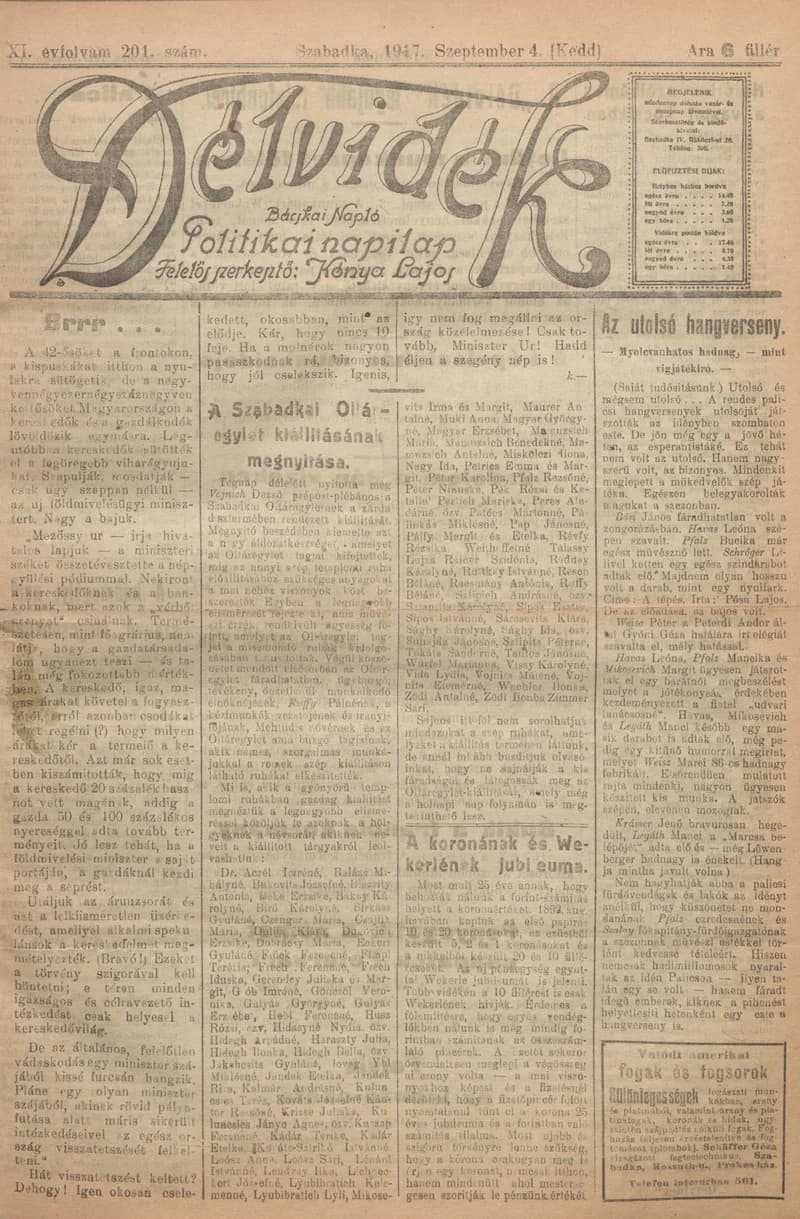Délvidék, 11. évf. 1917. szeptember 4. 201. sz.