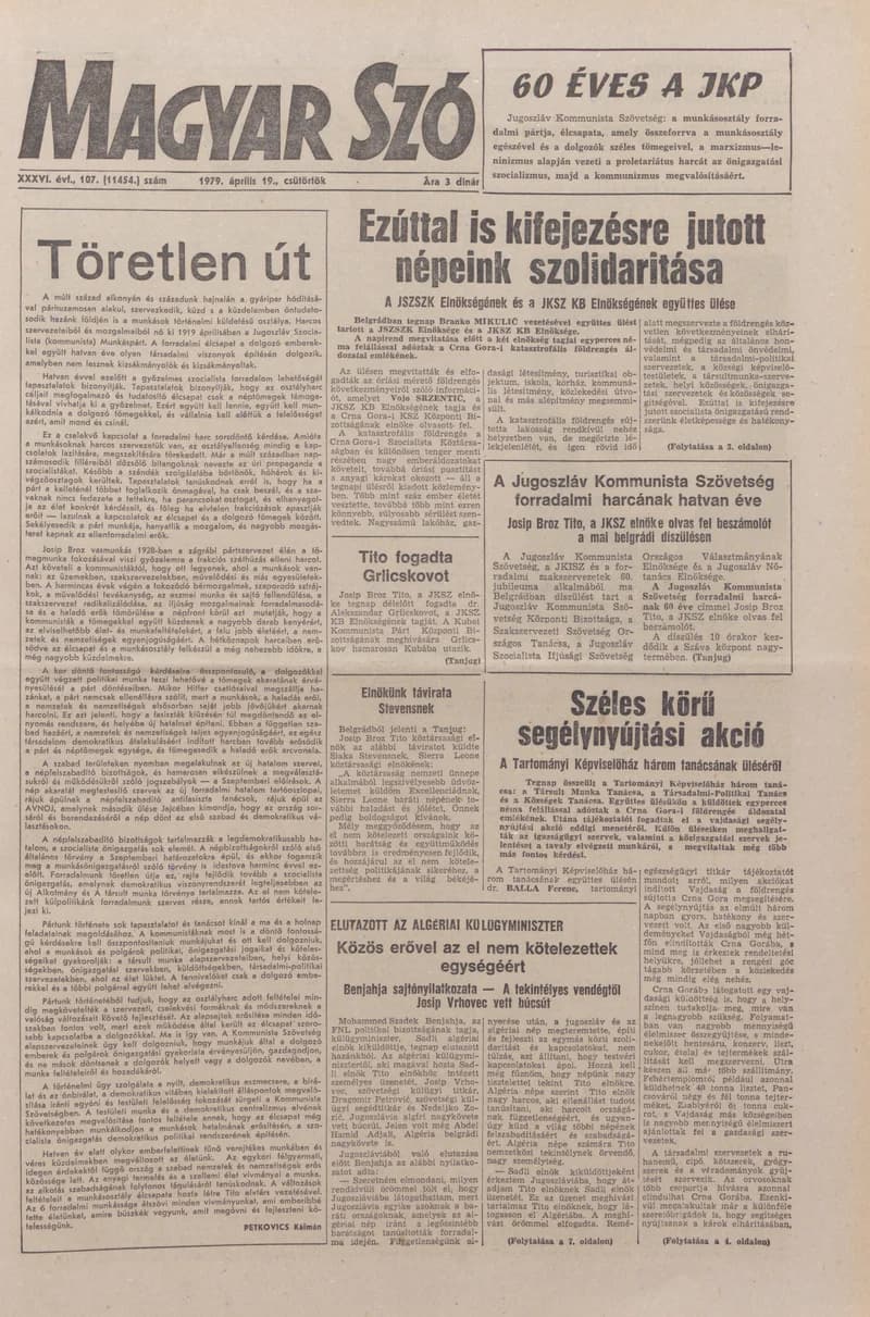 Magyar Szó, 36. évf. 1979. április 19. 107. sz. 1–20. oldal