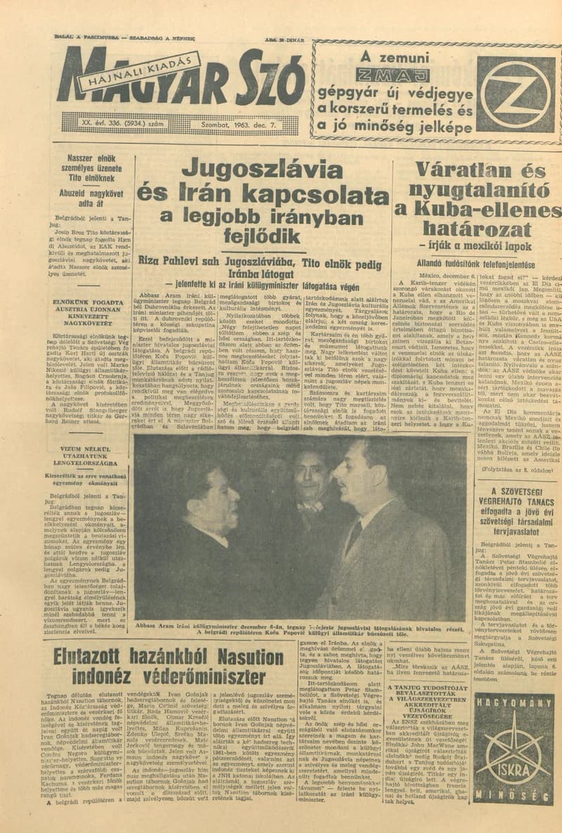 Magyar Szó, 20. évf. 1963. december 7. 336. sz. 1–12. oldal