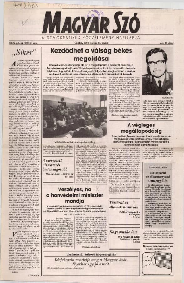 Magyar Szó, 49. évf. 1992. február 28. 57. sz. 1–24. oldal