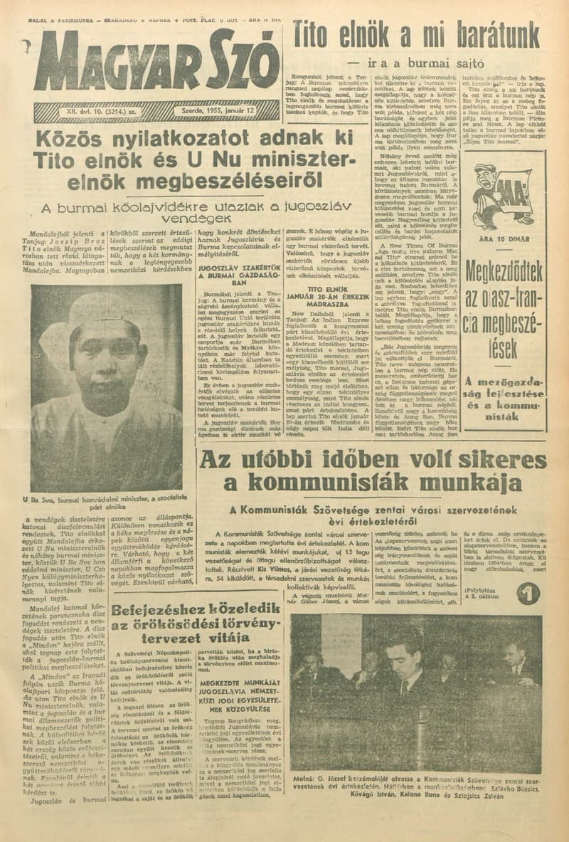 Magyar Szó, 12. évf. 1955. január 12. 10. sz. 1–8. oldal