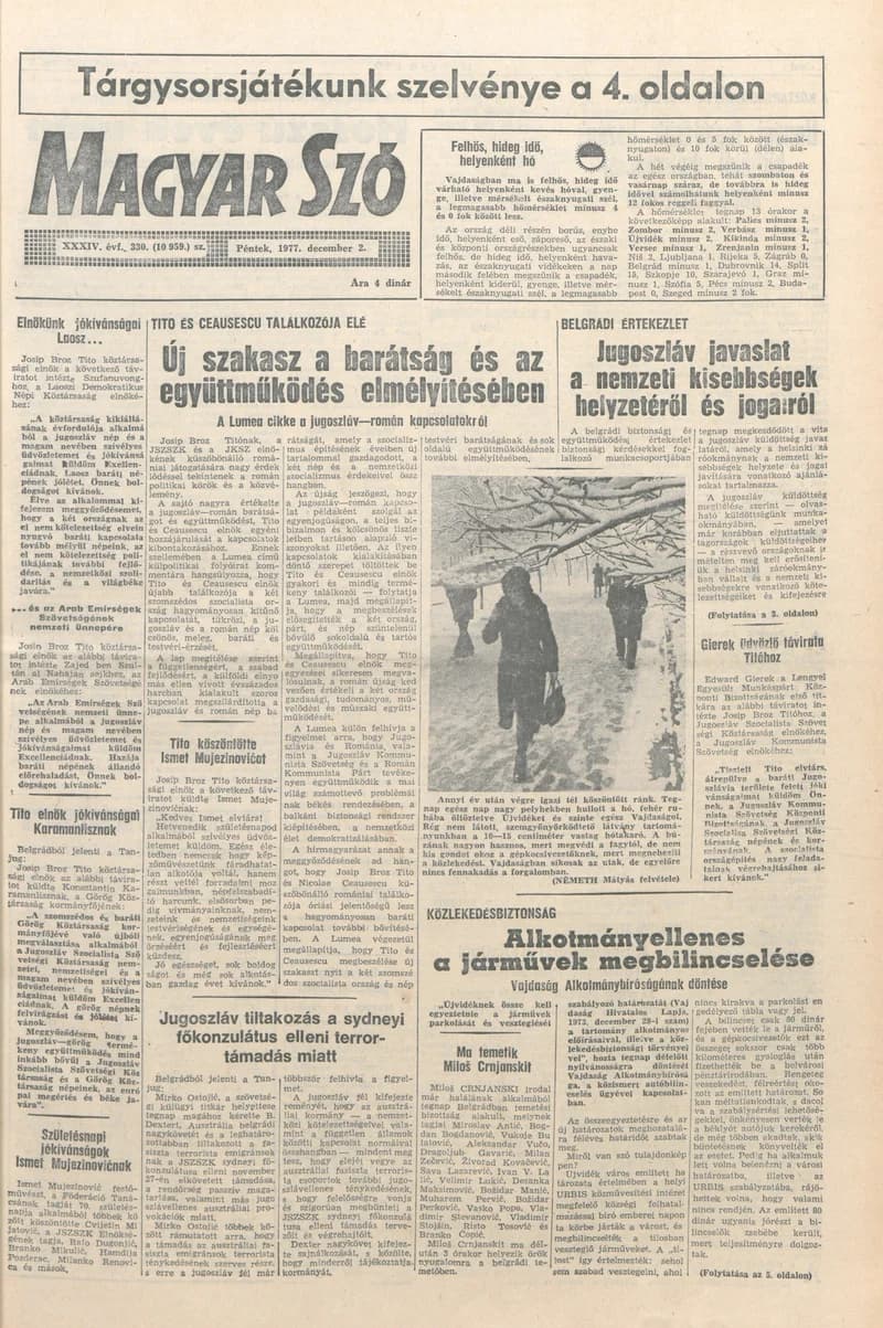Magyar Szó, 34. évf. 1977. december 2. 330. sz.