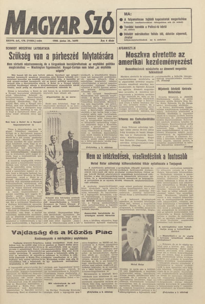 Magyar Szó, 37. évf. 1980. június 30. 178. sz. 1–16. oldal
