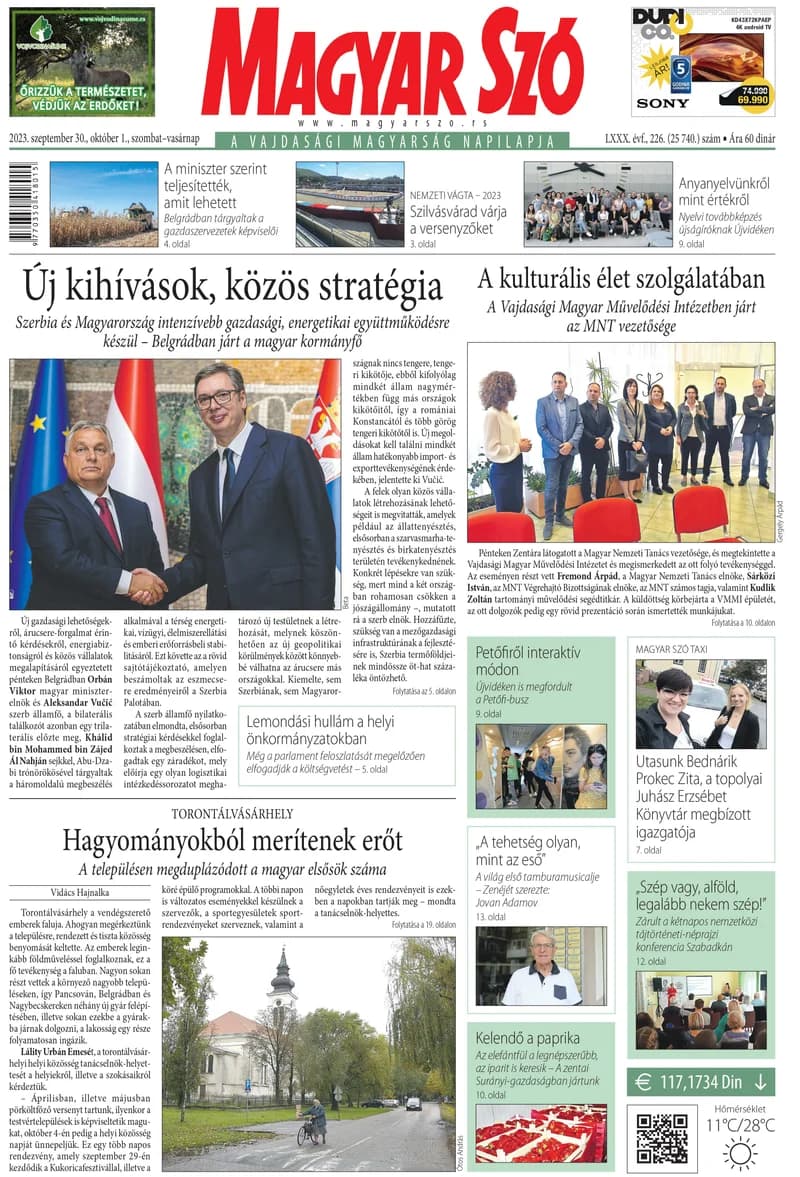 Magyar Szó, 80. évf. 2023. szeptember 30. – október 1. 226. sz. 1–32. oldal