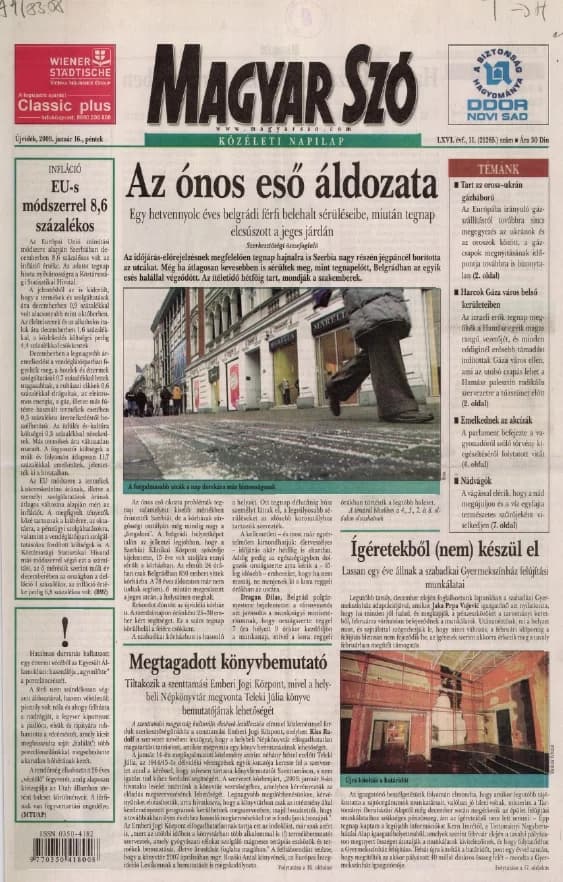 Magyar Szó, 66. évf. 2009. január 16. 11. sz. 1–20. oldal