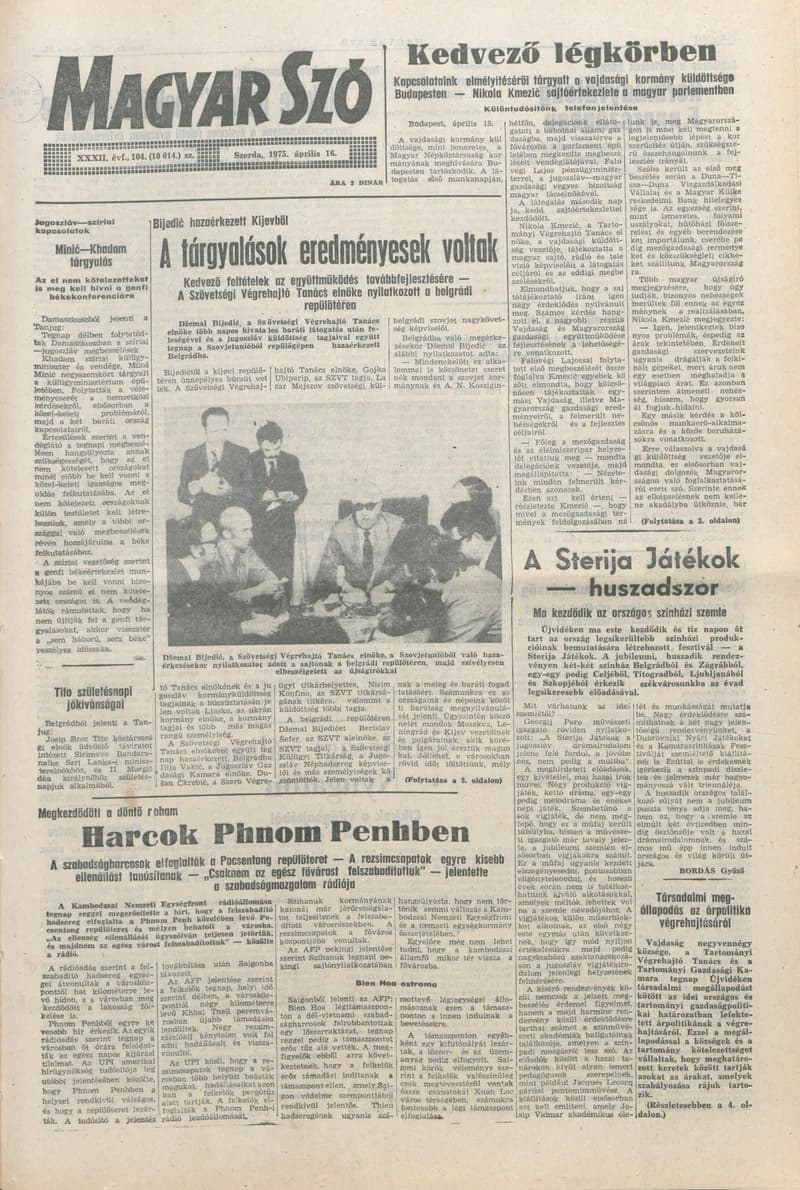 Magyar Szó, 32. évf. 1975. április 16. 104. sz.