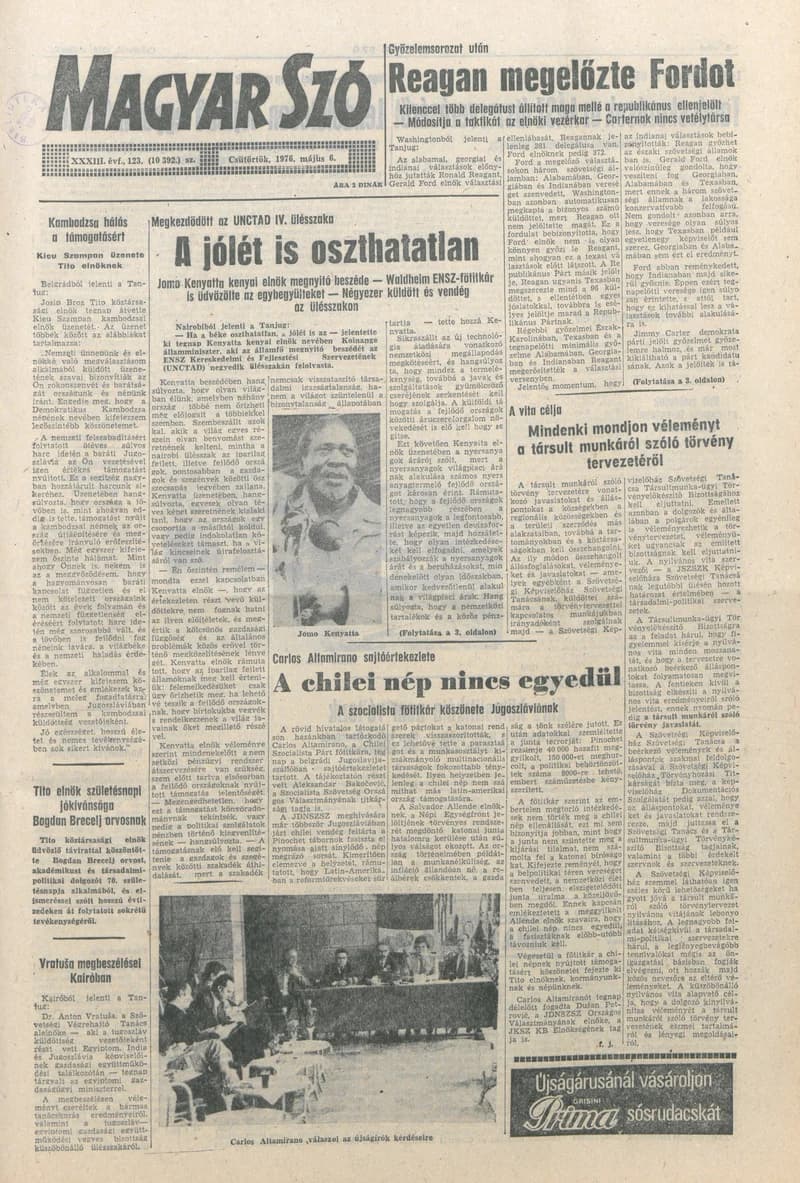 Magyar Szó, 33. évf. 1976. május 6. 123. sz. 1–20. oldal