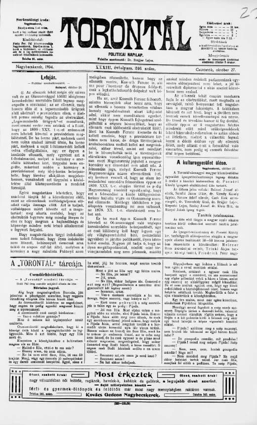 Torontál, 33. évf. 1904. október 27. 246. sz.