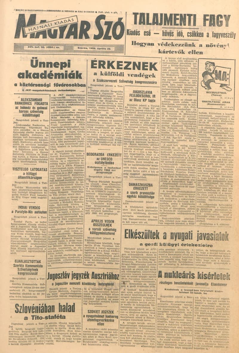 Magyar Szó, 16. évf. 1959. április 22. 95. sz. 1–20. oldal