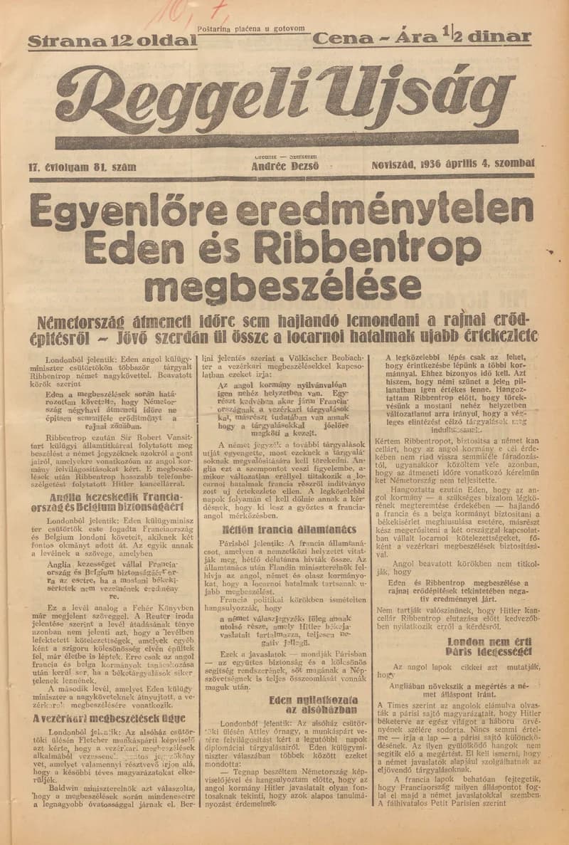 Reggeli Újság, 17. évf. 1936. április 4. 81. sz.