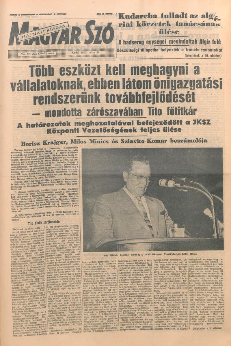 Magyar Szó, 19. évf. 1962. július 24. 202. sz.