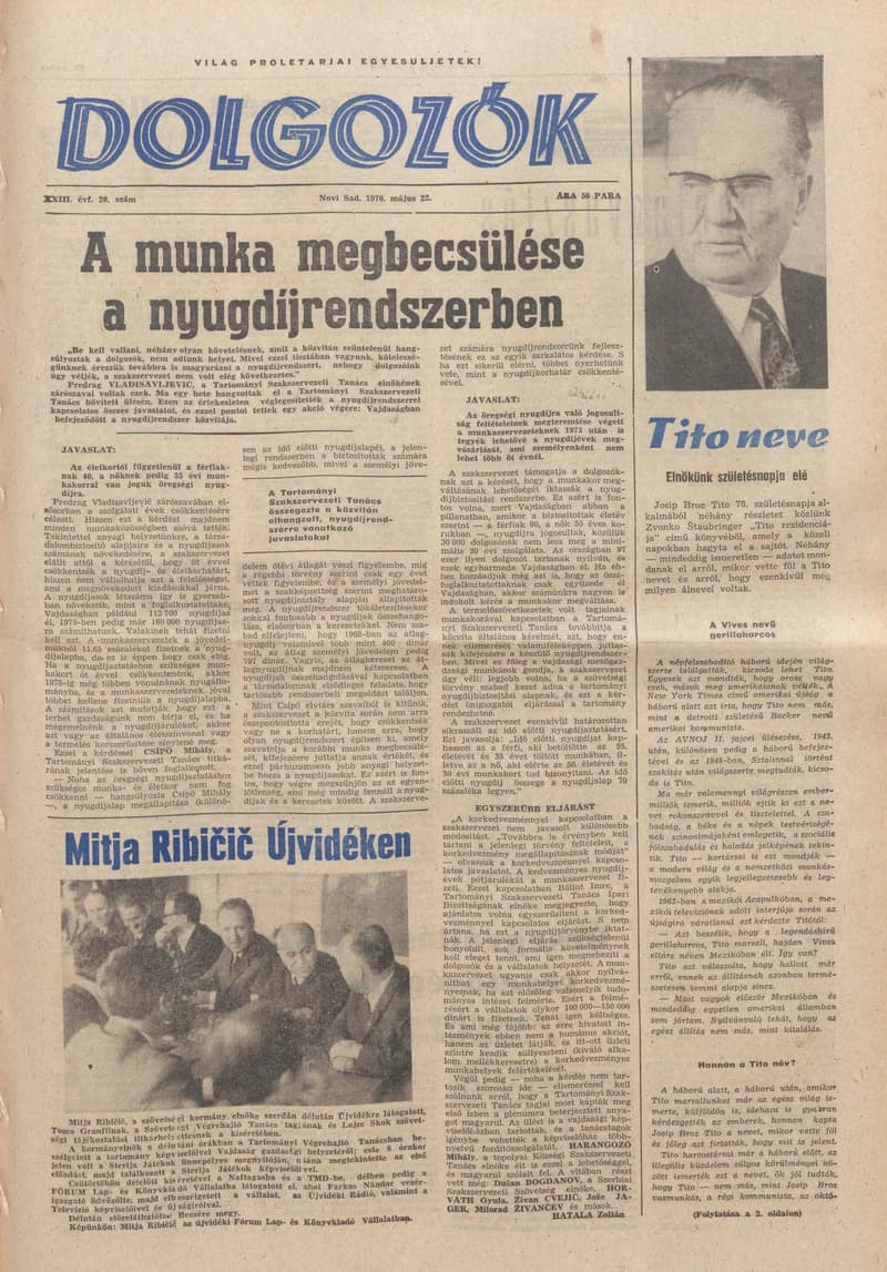 Dolgozók, 24. évf. 1970. május 22. 20. sz.