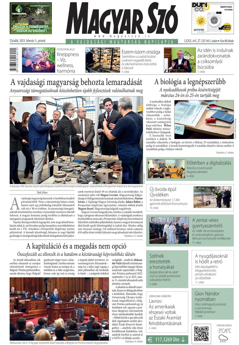Magyar Szó, 80. évf. 2023. február 3. 27. sz. 1–16. oldal