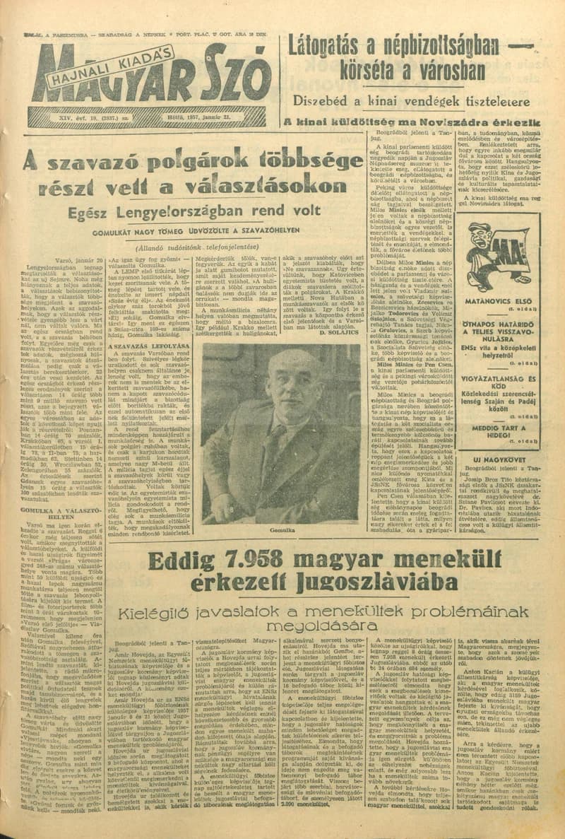 Magyar Szó, 14. évf. 1957. január 21. 19. sz. 1–14. oldal