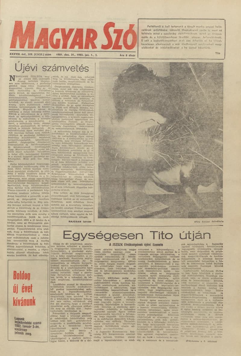 Magyar Szó, 38. évf. 1981. december 31. – 1982. január 2. 359. sz.