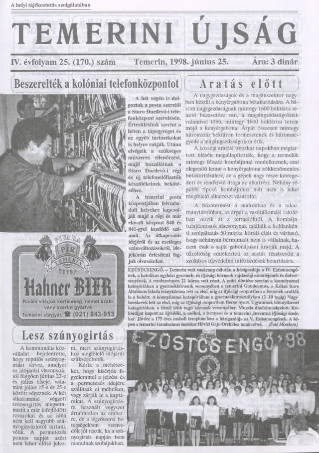Temerini Újság, 4. évf. 1998. június 25. 25. sz.