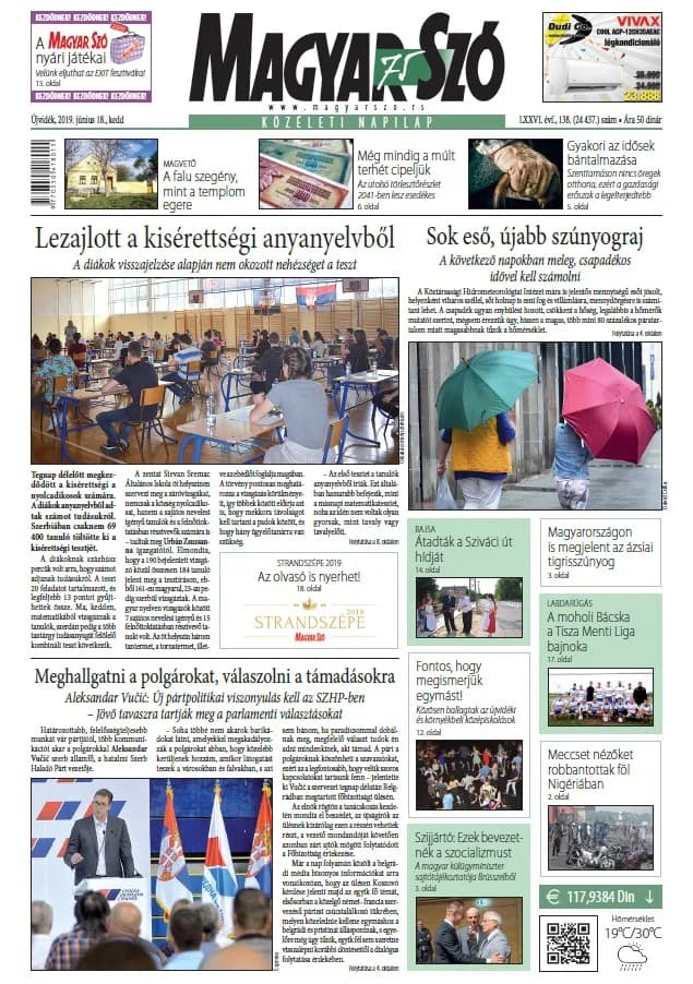 Magyar Szó, 76. évf. 2019. június 18. 138. sz. 1–20. oldal