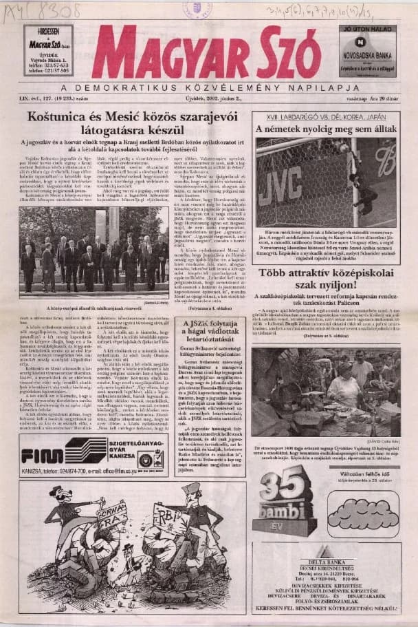 Magyar Szó, 59. évf. 2002. június 2. 127. sz. 1–28. oldal