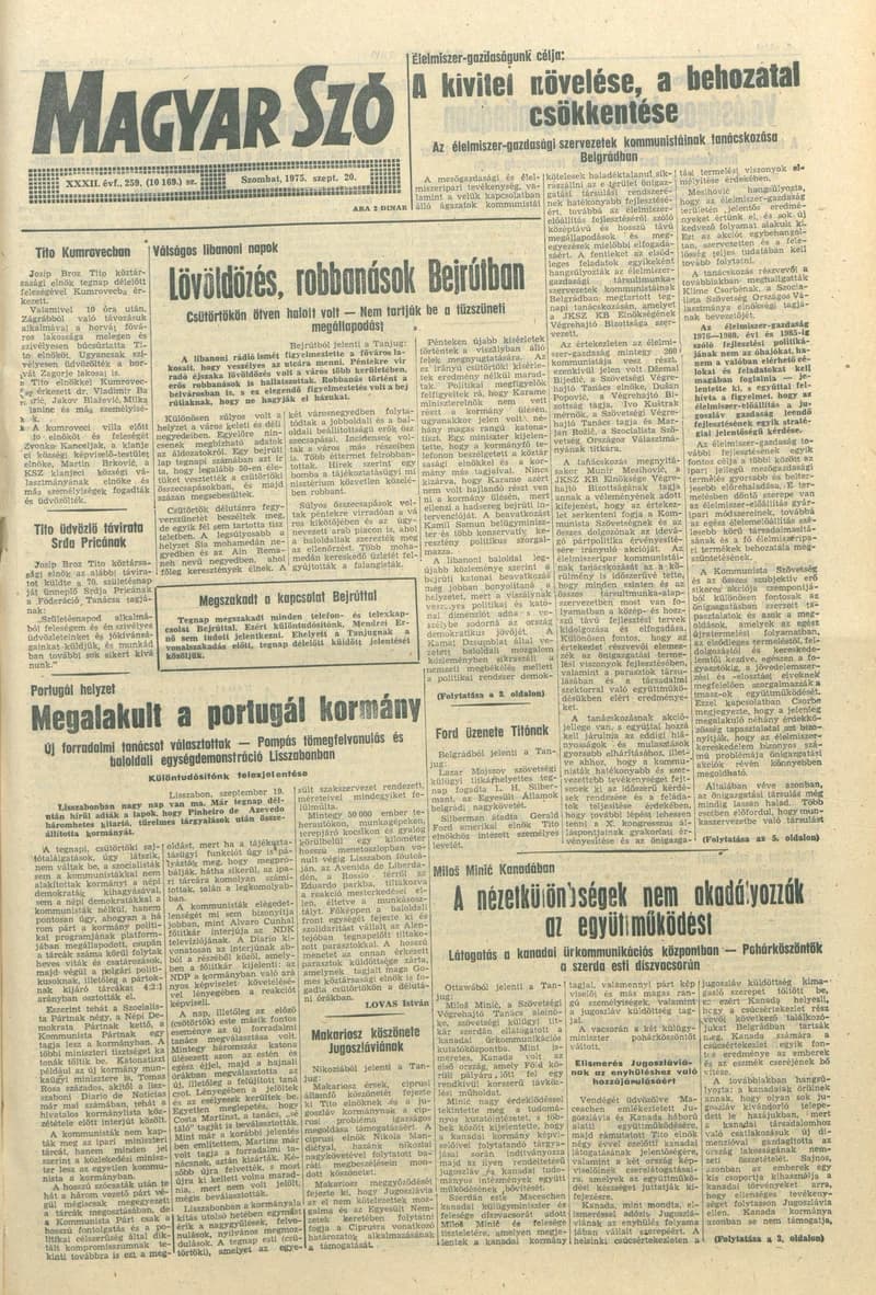 Magyar Szó, 32. évf. 1975. szeptember 20. 259. sz.