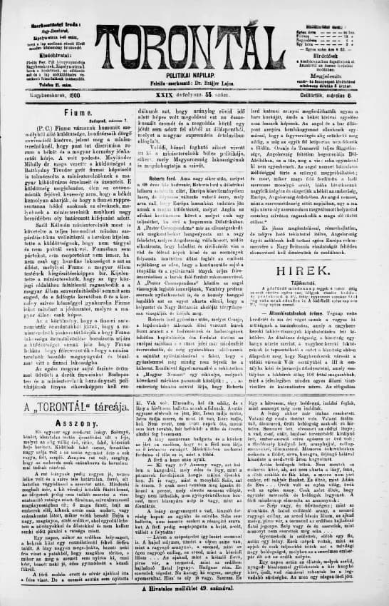 Torontál, 29. évf. 1900. március 8. 55. sz.
