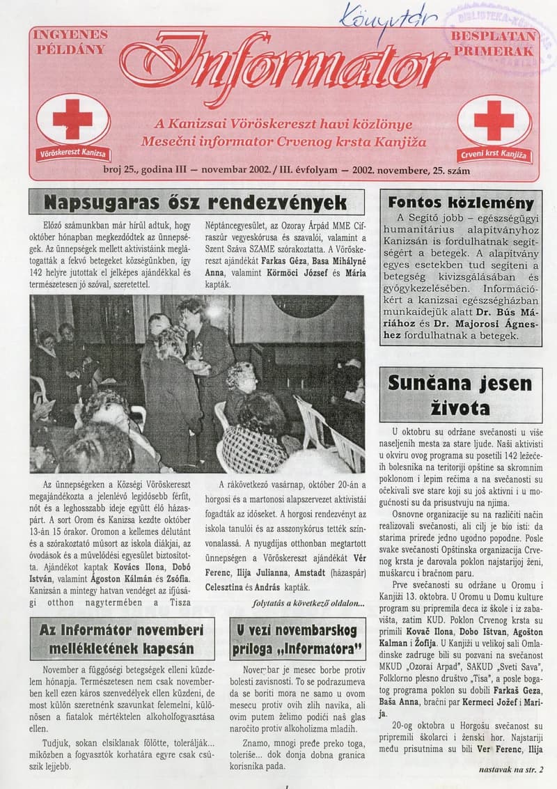 Informator, 3. évf. 2002. november 1. 25. sz.