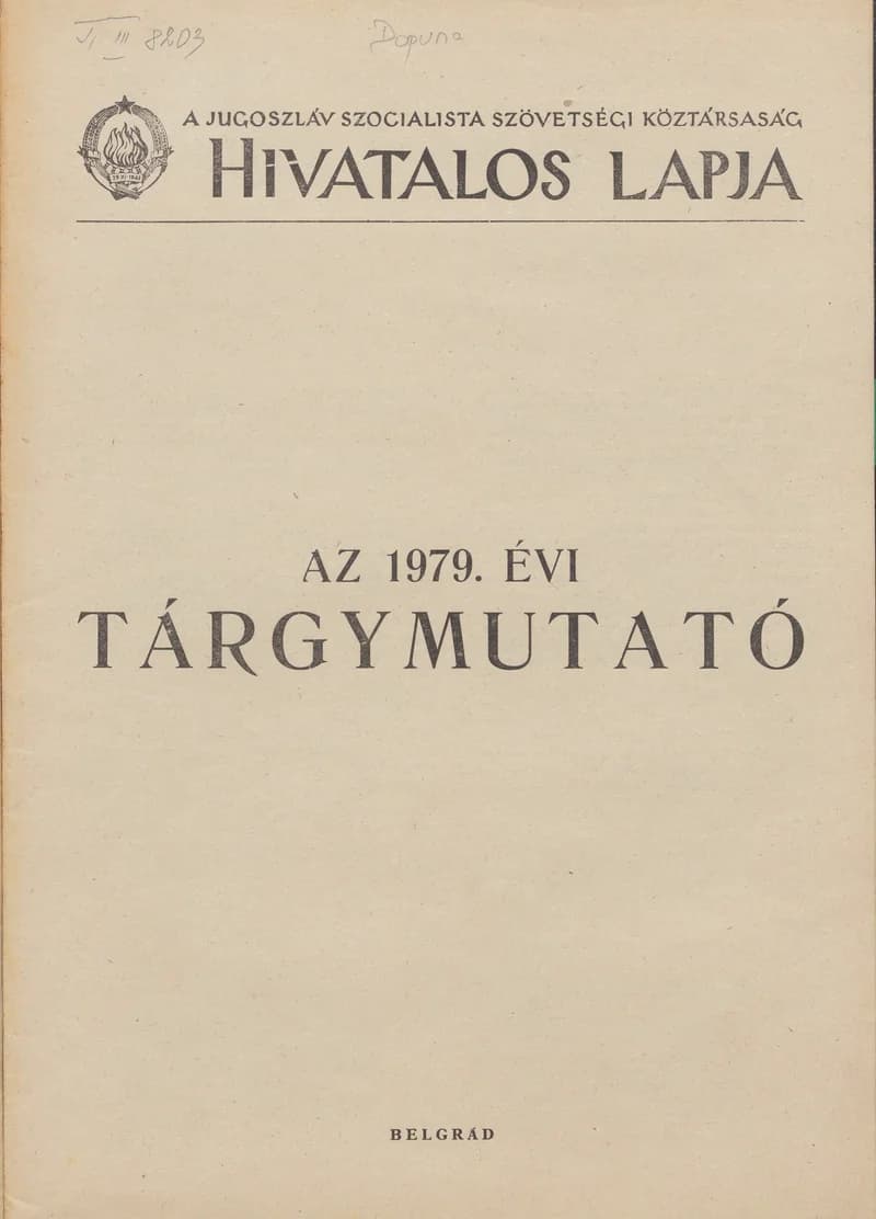 A Jugoszláv Szocialista Szövetségi Köztársaság Hivatalos Lapja, 35. évf. 1979. december 31. 68. sz. 1–32. oldal