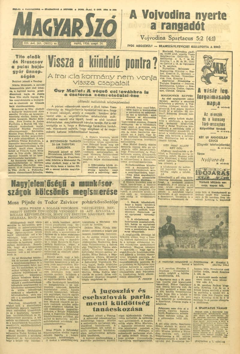 Magyar Szó, 13. évf. 1956. szeptember 24. 261. sz. 1–10. oldal