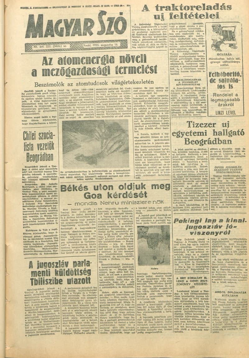 Magyar Szó, 12. évf. 1955. augusztus 15. 221. sz. 1–6. oldal