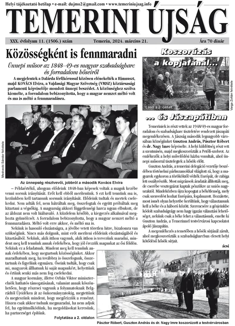 Temerini Újság, 30. évf. 2024. március 21. 11. sz.