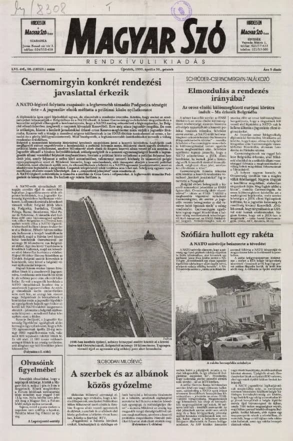 Magyar Szó, 56. évf. 1999. április 30. 90. sz. 1–8. oldal