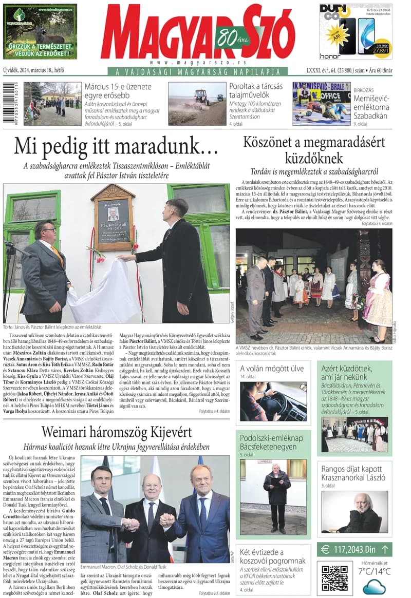 Magyar Szó, 81. évf. 2024. március 18. 64. sz. 1–16. oldal