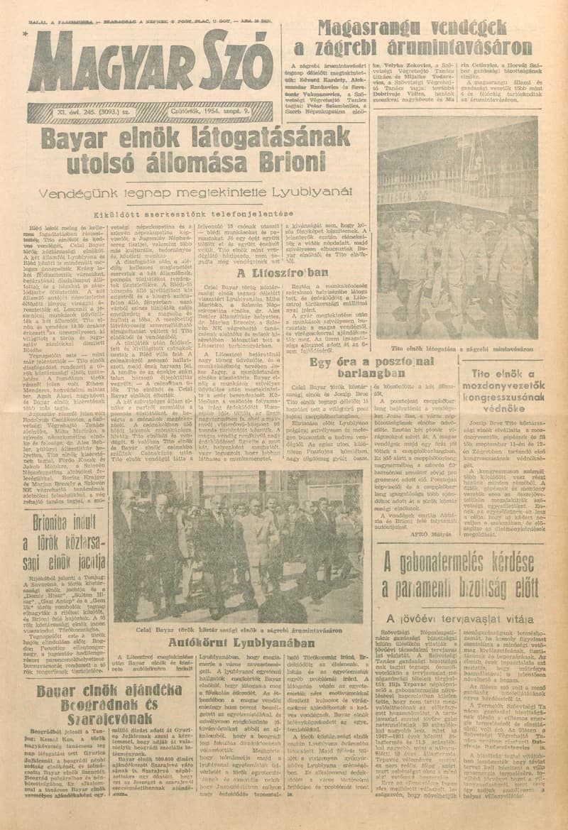 Magyar Szó, 11. évf. 1954. szeptember 9. 245. sz. 1–8. oldal